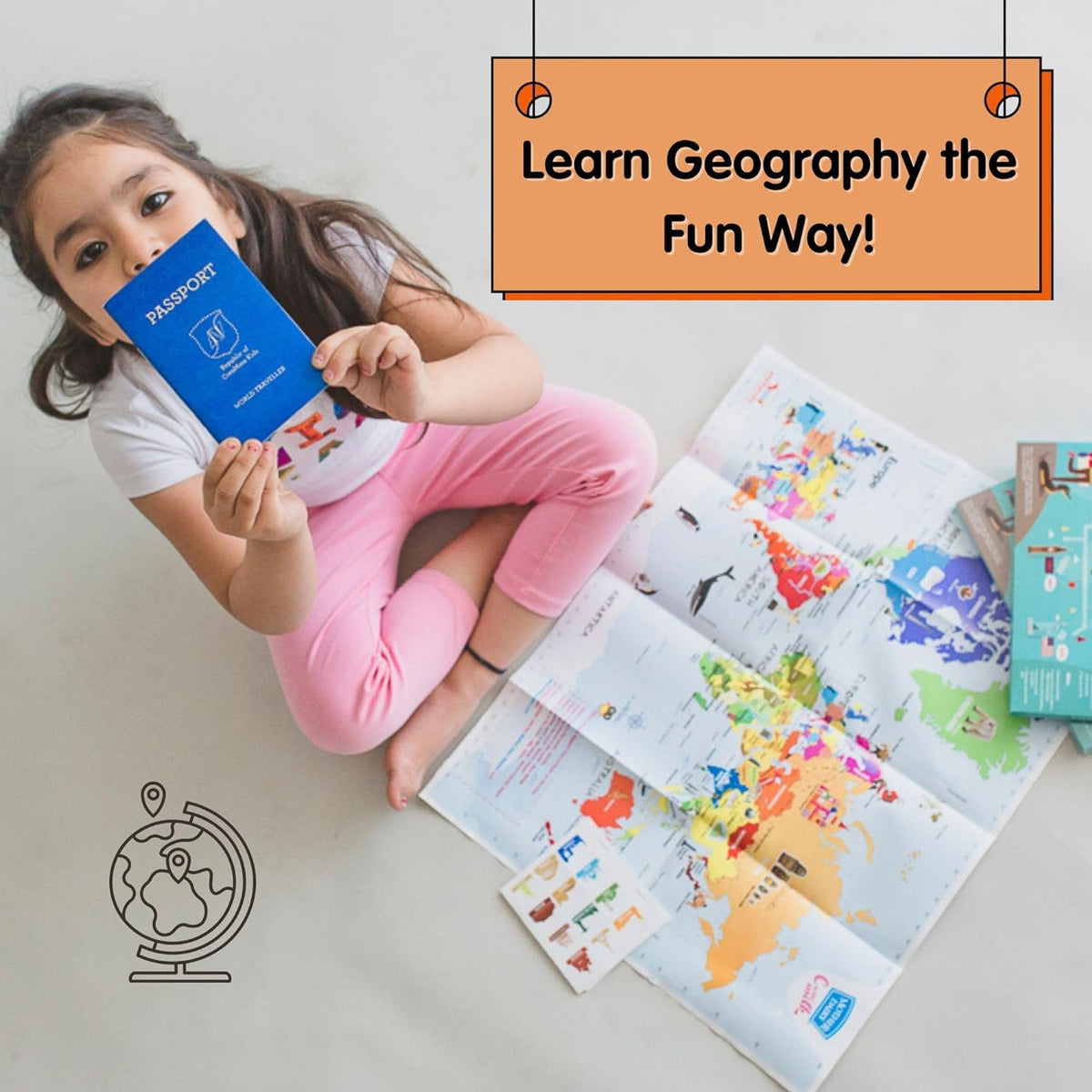 Play Passport with World Map and Stickers Educational Learning Toy for Kids - 5 Pcs Combo