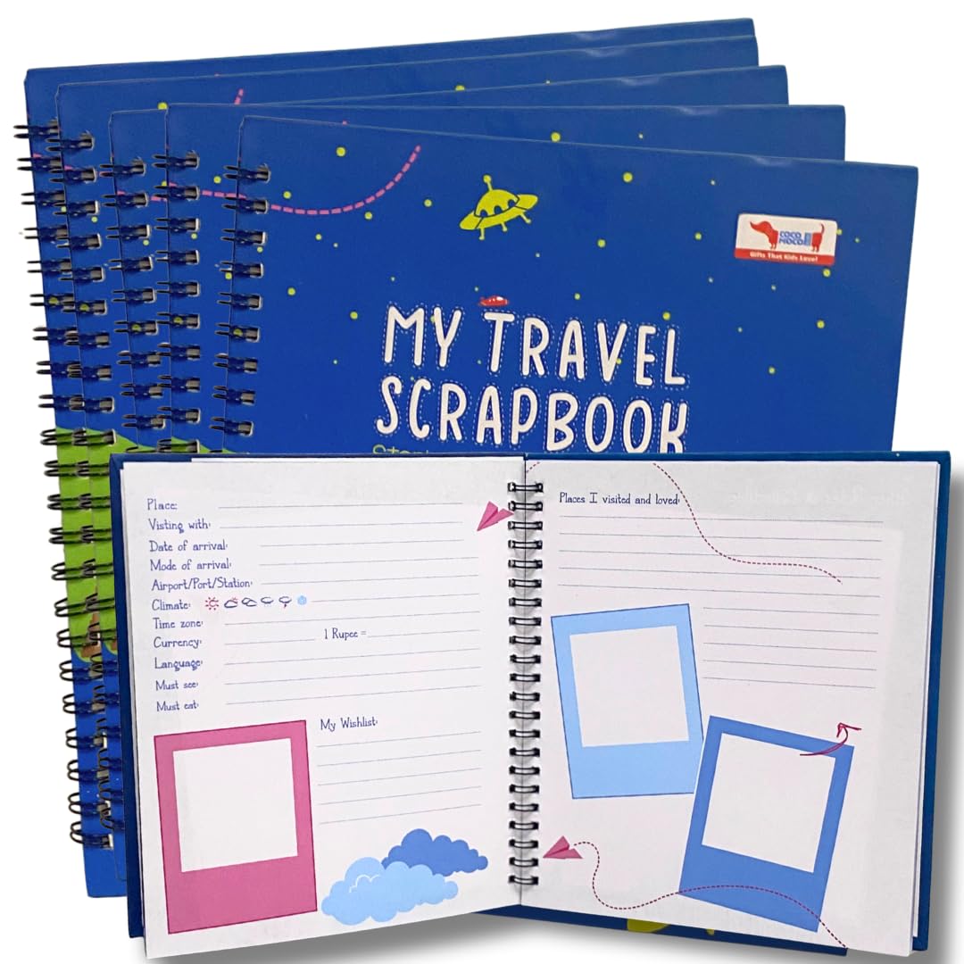 Travel Scrapbook with Stickers Birthday Return Gift for Kids Ages 5–14 Years (Pack of 5)