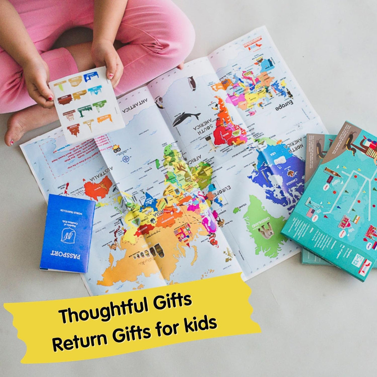 Play Passport with World Map and Stickers Educational Learning Toy for Kids - 5 Pcs Combo