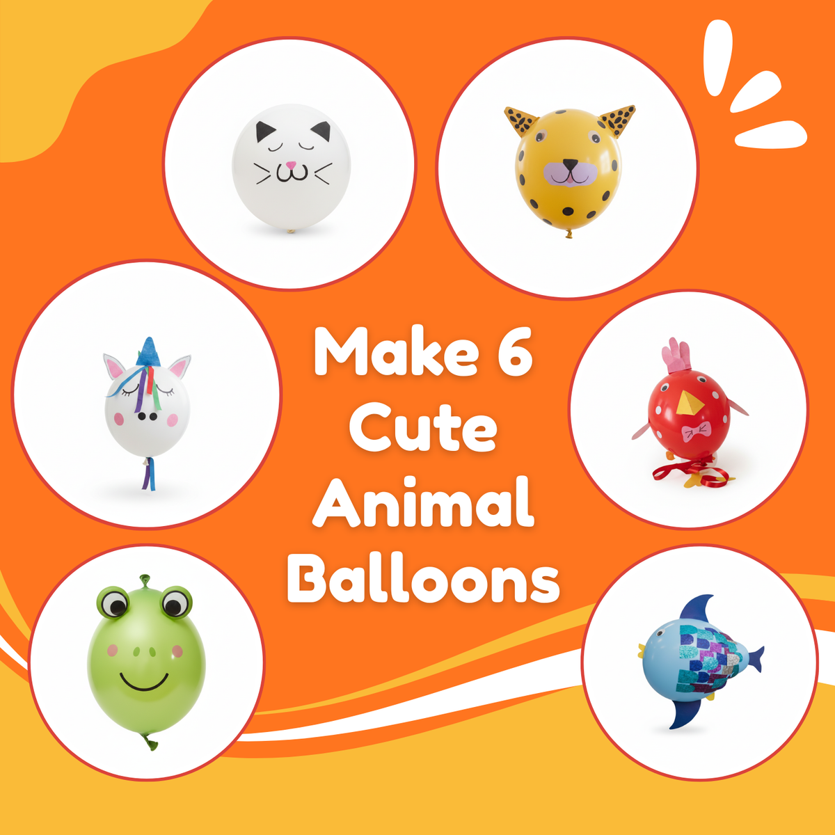 Animal Balloons Art & Craft Kit for Kids – Make 6 DIY Animal Balloons (Ages 3-8 Years)
