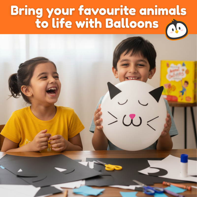 Animal Balloons Art & Craft Kit for Kids – Make 6 DIY Animal Balloons (Ages 3-8 Years)