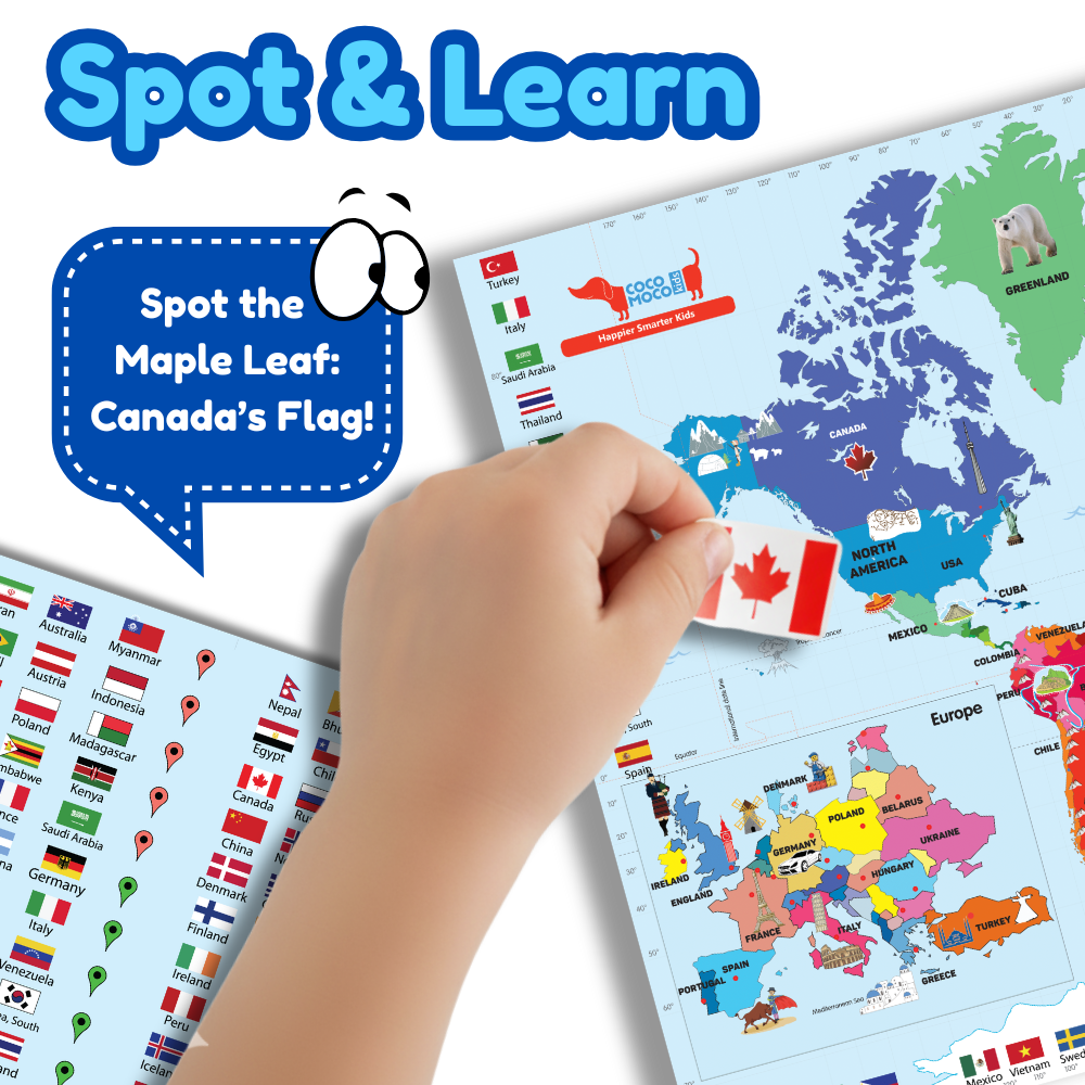World Map for Kids 3 x 2 Ft Educational Wall Poster Learning Chart Ages (5–11 Years)