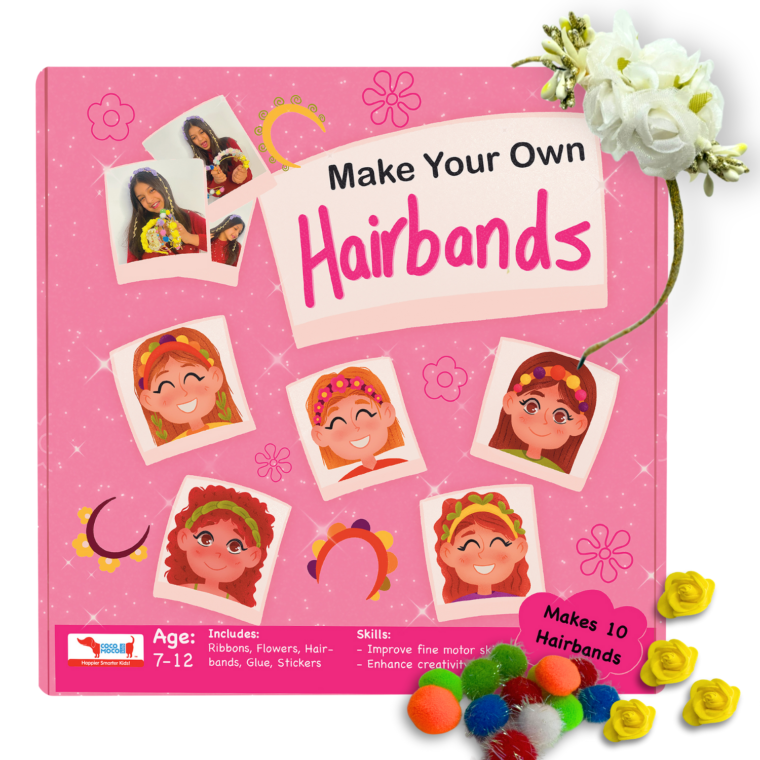 CocoMoco Kids Make Your Own Hairbands DIY Art and Craft Kit for Girls