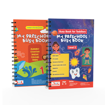 Combo Pack of Montessori Busy Books for Toddlers Level 1 and 2 - Quiet Book for Kids, Learning Toys for 2-5 Year Olds