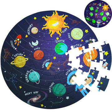 Solar System Puzzle 42 Pcs - Glow in The Dark - Educational Toy - Space Puzzles for Kids ( Age 2-6 )
