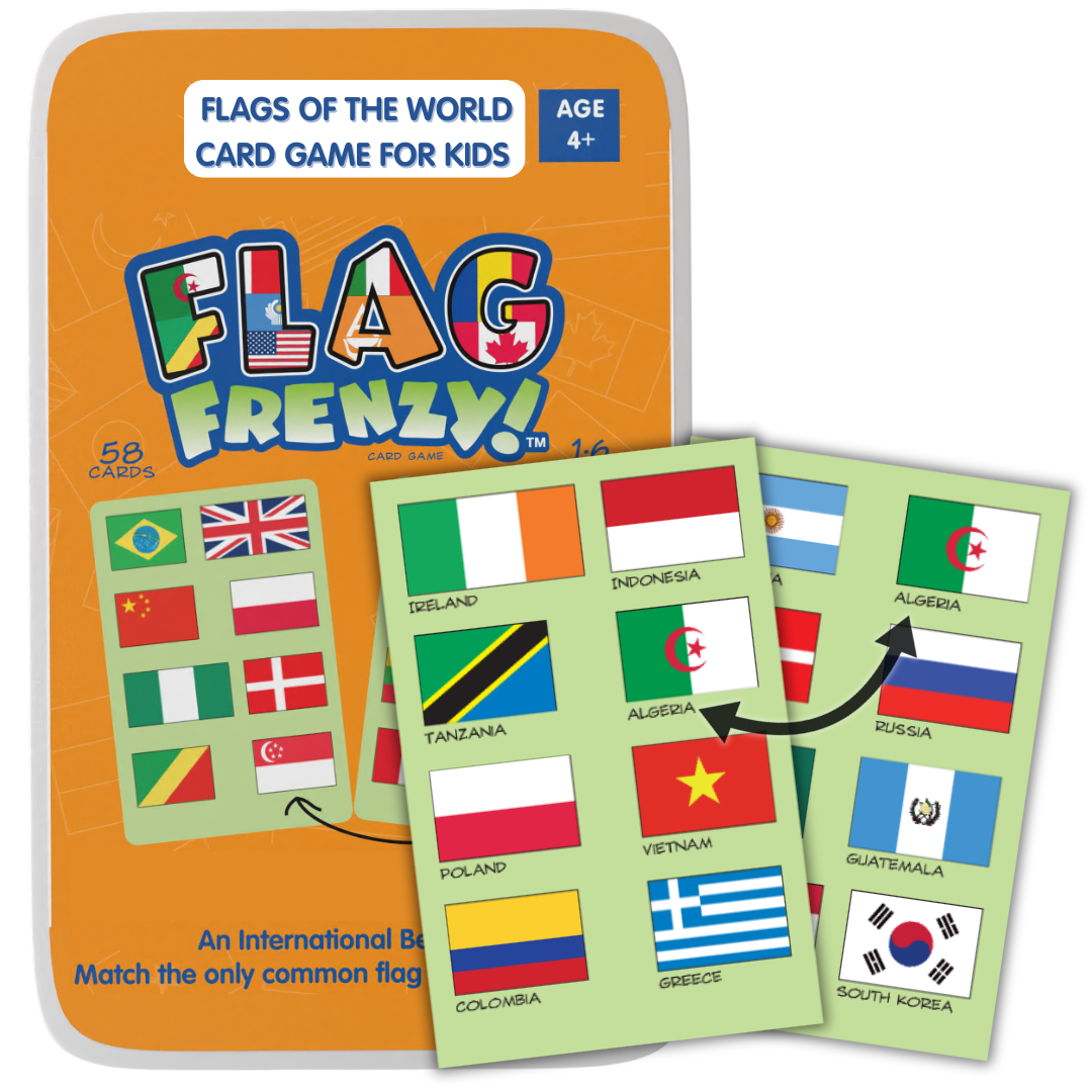 CocoMoco Kids Flag Frenzy Card Game for Kids - Flags of The World Flash Cards Learn Geography Educational Toy Birthday Return Gift