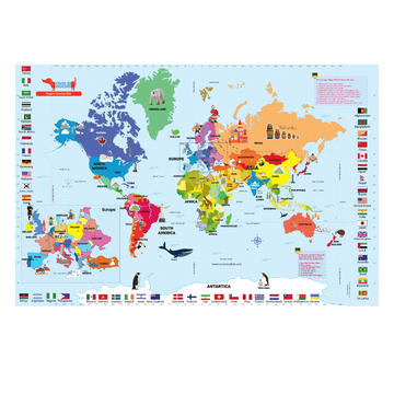 CocoMoco Kids Giant World Map for Kids 5 x 3 feet - Non Tear Canvas