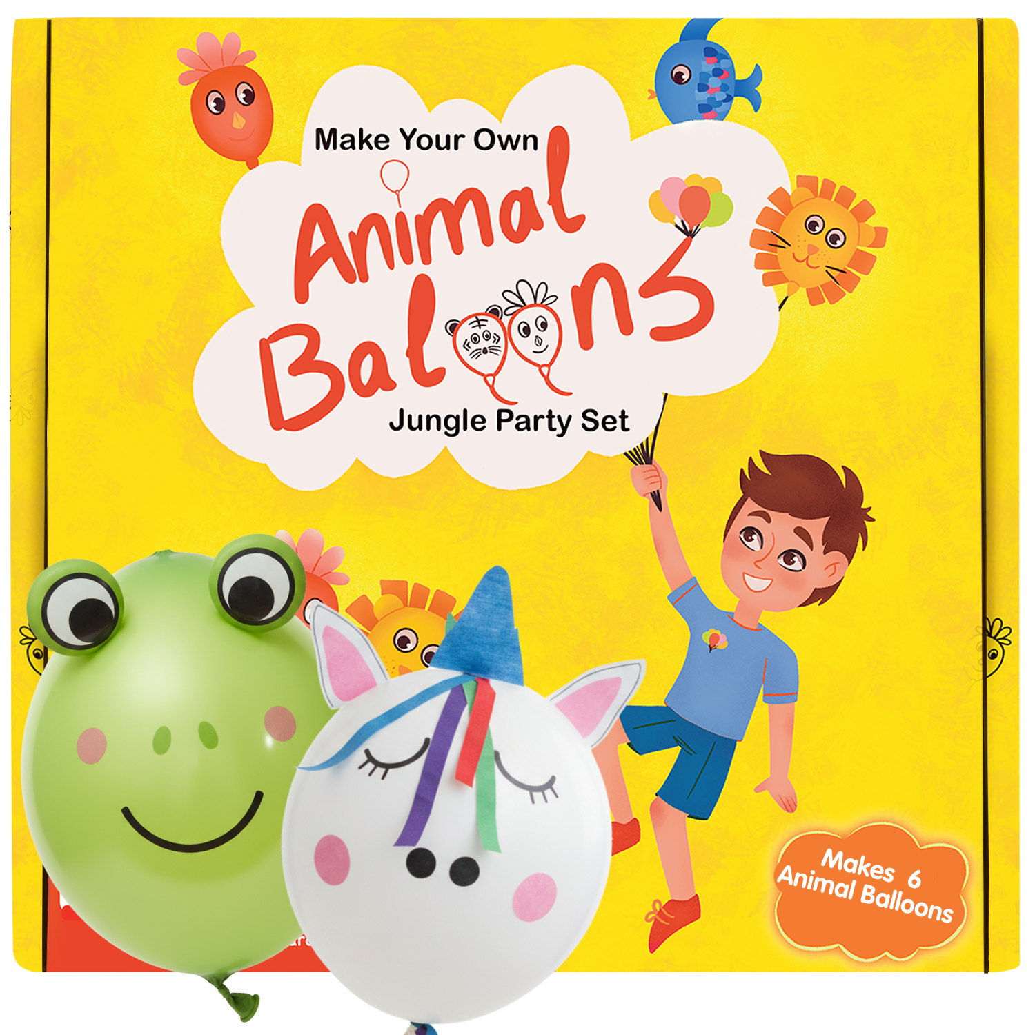 CocoMoco Kids DIY Art and Craft Kit for Kids, Make Your Own Animal Balloons Jungle Party Set