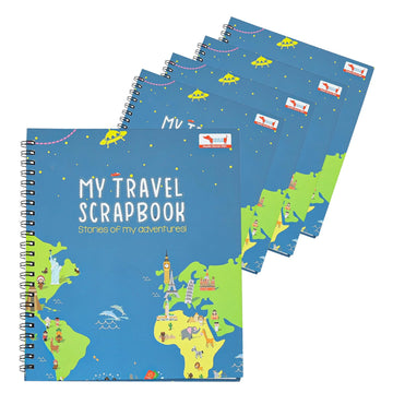 CocoMoco Kids Return Gift Combo Pack for Kids Birthday - Set of 5 Pieces of Travel Scrapbook with Stickers