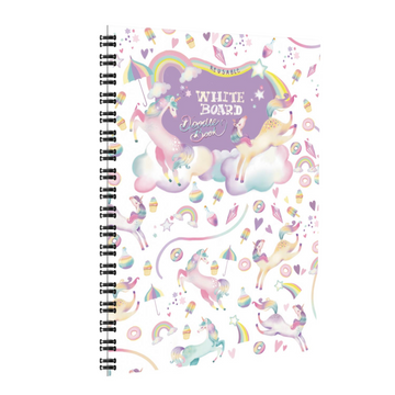 CocoMoco Unicorn Gift for Girls - White Board Pages Reusable Drawing Books