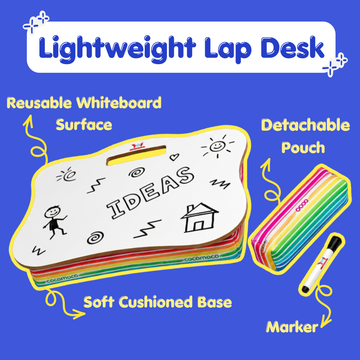 Portable Lap Desk with Cushion & Whiteboard for Kids & Adults