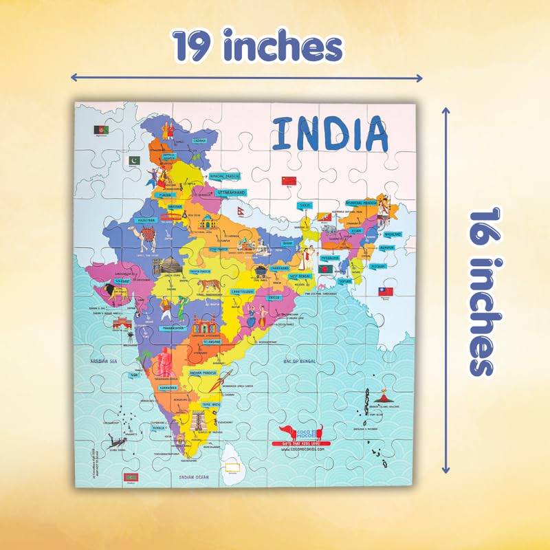 India Map Puzzle for Kids 56-Piece Geography Jigsaw Puzzle Ages (3–7 Years)