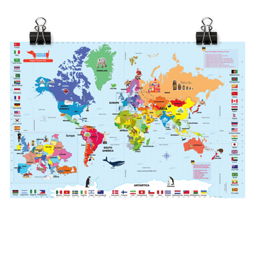 CocoMoco Kids Giant World Map for Kids - 6 feet x 4 feet Educational Birthday Gift for Kids