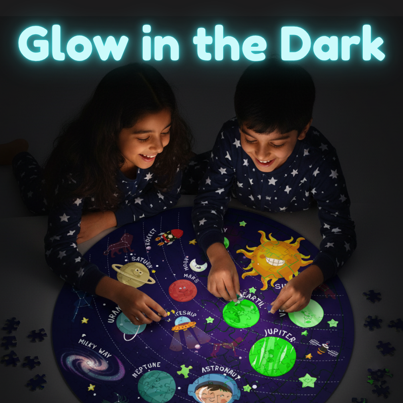 Solar System Puzzle 42 Pcs - Glow in The Dark - Educational Toy - Space Puzzles for Kids ( Age 2-6 )