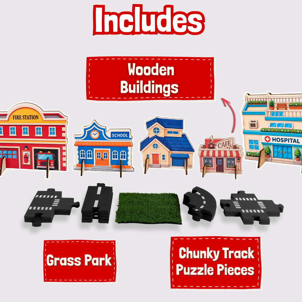 Build Your Own City Road Track Set | 45-Piece Flexible Road Puzzle Toy for Boys & Girls Ages 3+
