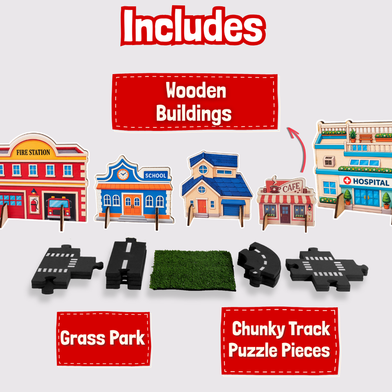 Build Your Own City Road Track Set | 45-Piece Flexible Road Puzzle Toy for Boys & Girls Ages 3+