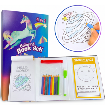 CocoMoco Kids 4 in 1 Unicorn Colouring Book Set | Art and Craft Kit for Kids