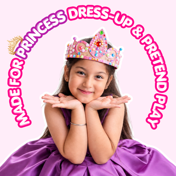 DIY Princess Crown Craft Kit for Girls (Ages 5-12) | Make Your Own Crown Activity Kit | Birthday Return Gift for Kids with Hairband, 3D Stickers, Pearls & Gems