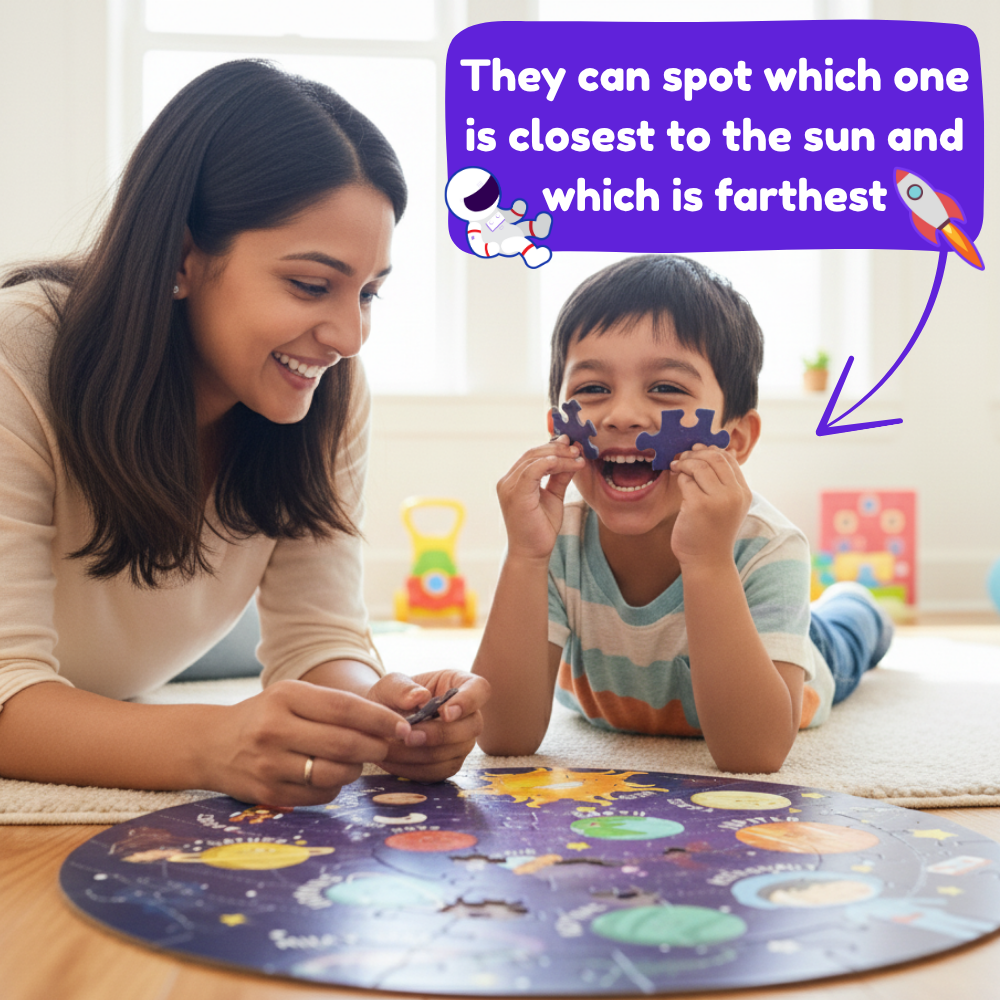 Solar System Puzzle 42 Pcs - Glow in The Dark - Educational Toy - Space Puzzles for Kids ( Age 2-6 )