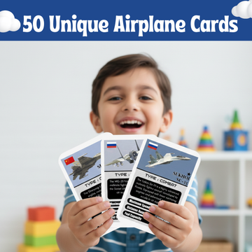 Airplane Trump Cards – Aviation Card Game for Kids (50 Cards, Ages 6+)