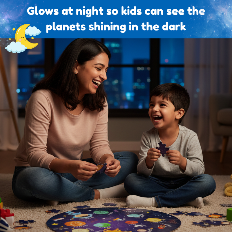Solar System Puzzle 42 Pcs - Glow in The Dark - Educational Toy - Space Puzzles for Kids ( Age 2-6 )