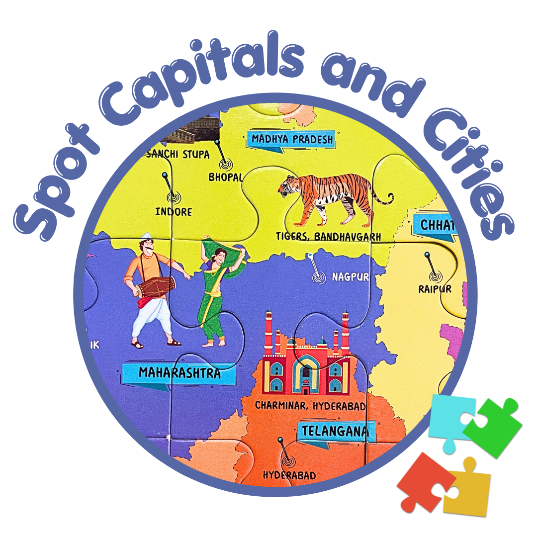 India Map Puzzle for Kids 56-Piece Geography Jigsaw Puzzle Ages (3–7 Years)