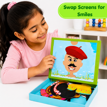 CocoMoco Kids Funny Faces of the World Magnetic Game – 30+ Magnets Mix & Match Dress Up Game | Silly Face Maker Educational Activity Kit for Kids Age 3 to 6 Years | Birthday Return Gift (Pack of 1)