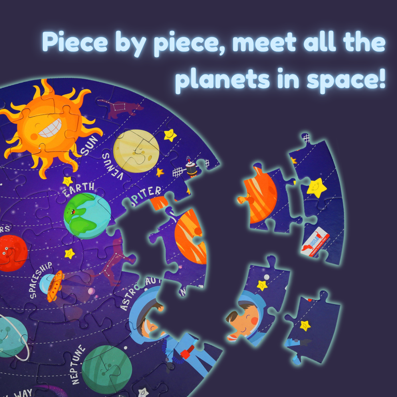 Solar System Puzzle 42 Pcs - Glow in The Dark - Educational Toy - Space Puzzles for Kids ( Age 2-6 )