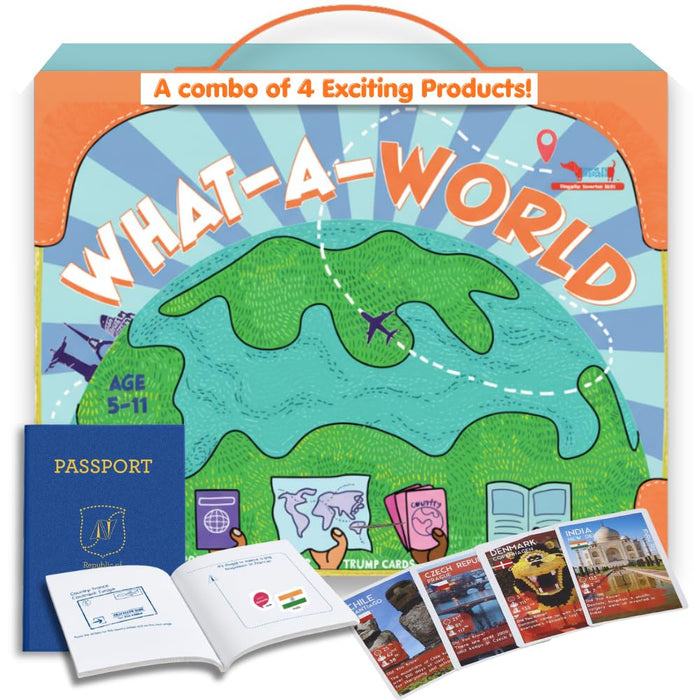 What a World 4-in-1 Geography Activity Kit for Kids Age (6-10 Years)