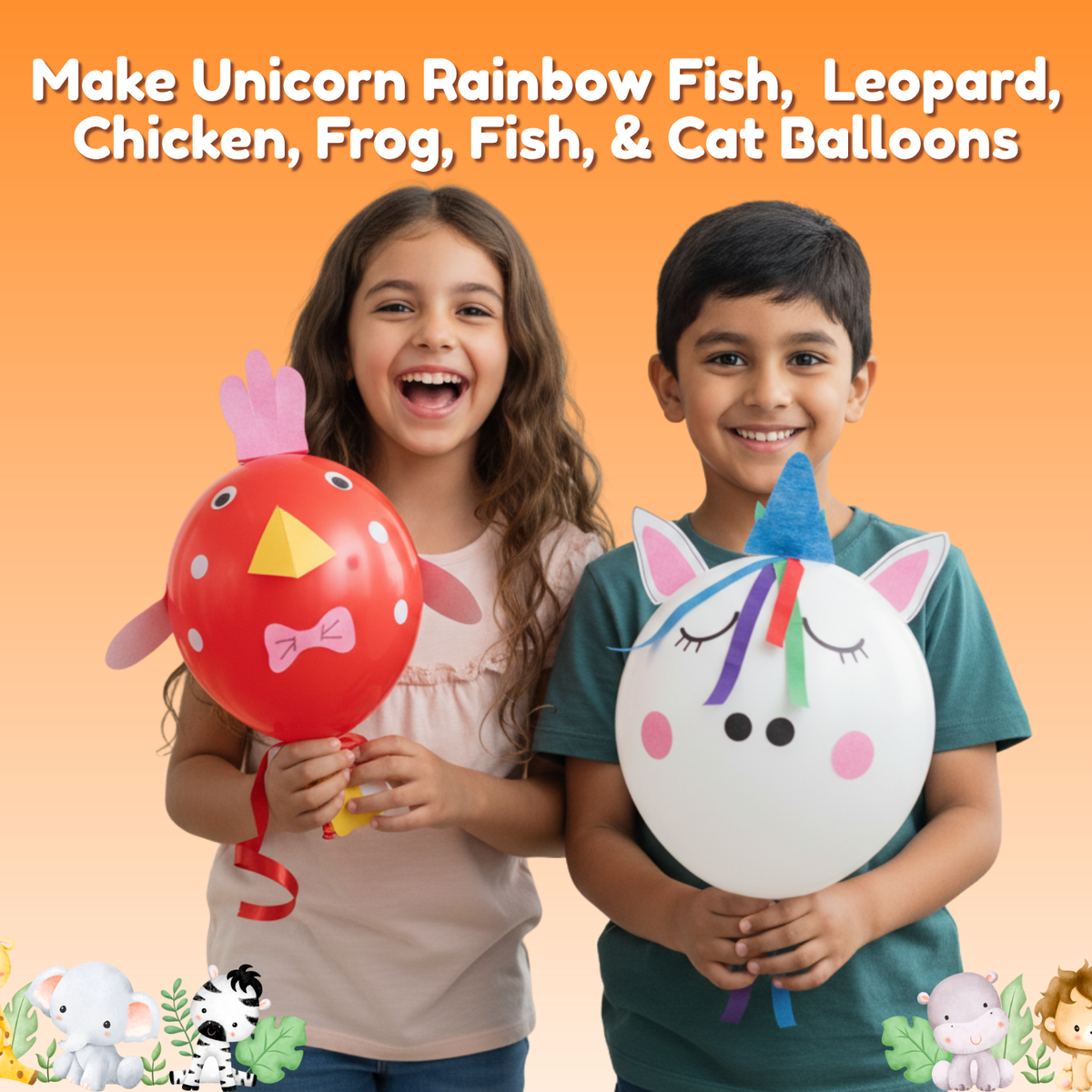 Animal Balloons Art & Craft Kit for Kids – Make 6 DIY Animal Balloons (Ages 3-8 Years)
