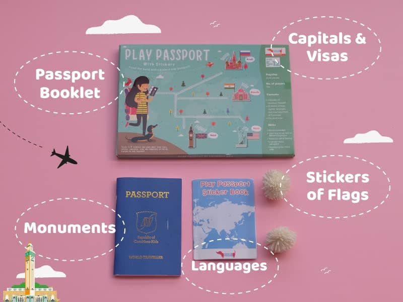 Play Passport with World Map and Stickers Educational Learning Toy for Kids - 5 Pcs Combo