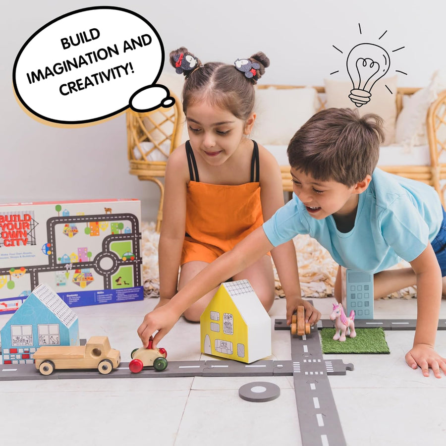Build Your Own City Road Track Set | 45-Piece Flexible Road Puzzle Toy for Boys & Girls Ages 3+