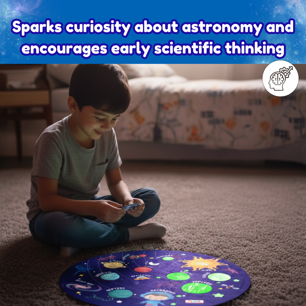 Solar System Puzzle 42 Pcs - Glow in The Dark - Educational Toy - Space Puzzles for Kids ( Age 2-6 )