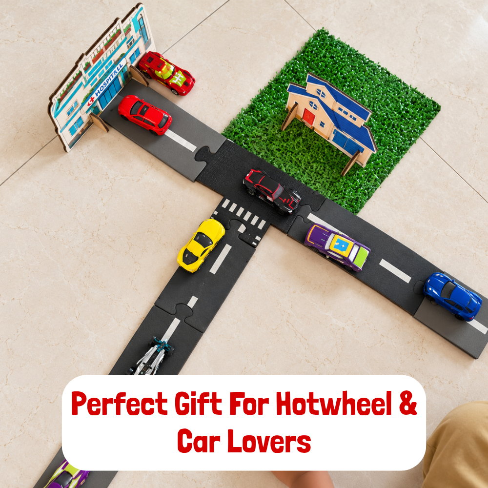 Build Your Own City Road Track Set | 45-Piece Flexible Road Puzzle Toy for Boys & Girls Ages 3+