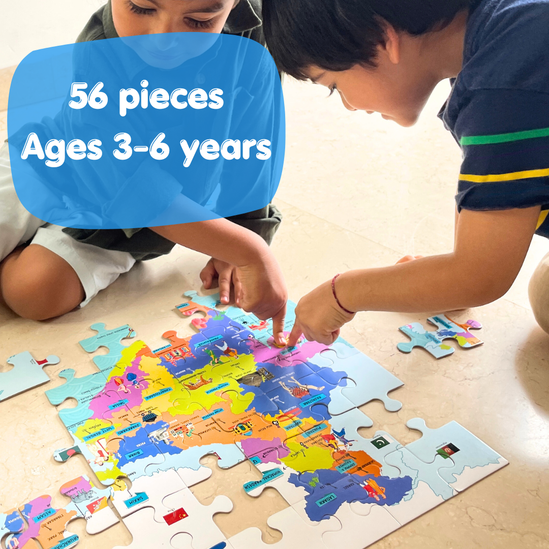 India Map Puzzle for Kids 56-Piece Geography Jigsaw Puzzle Ages (3–7 Years)