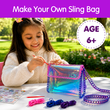 CocoMoco Kids DIY Lacing Sling Bag Kit, Art & Craft Kit for Girls 9-12, 7-8 Years Make Your Own Crossbody Bag Birthday Gift for Girls (Single Pack)