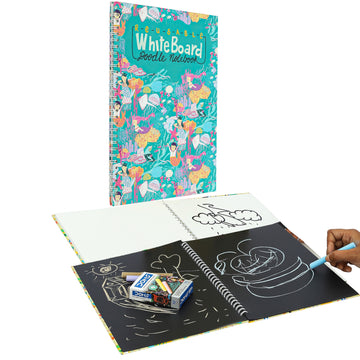 Erasable Doodle Drawing Book Set - Chalk board and Whiteboard (includes sketch pens + chalks)