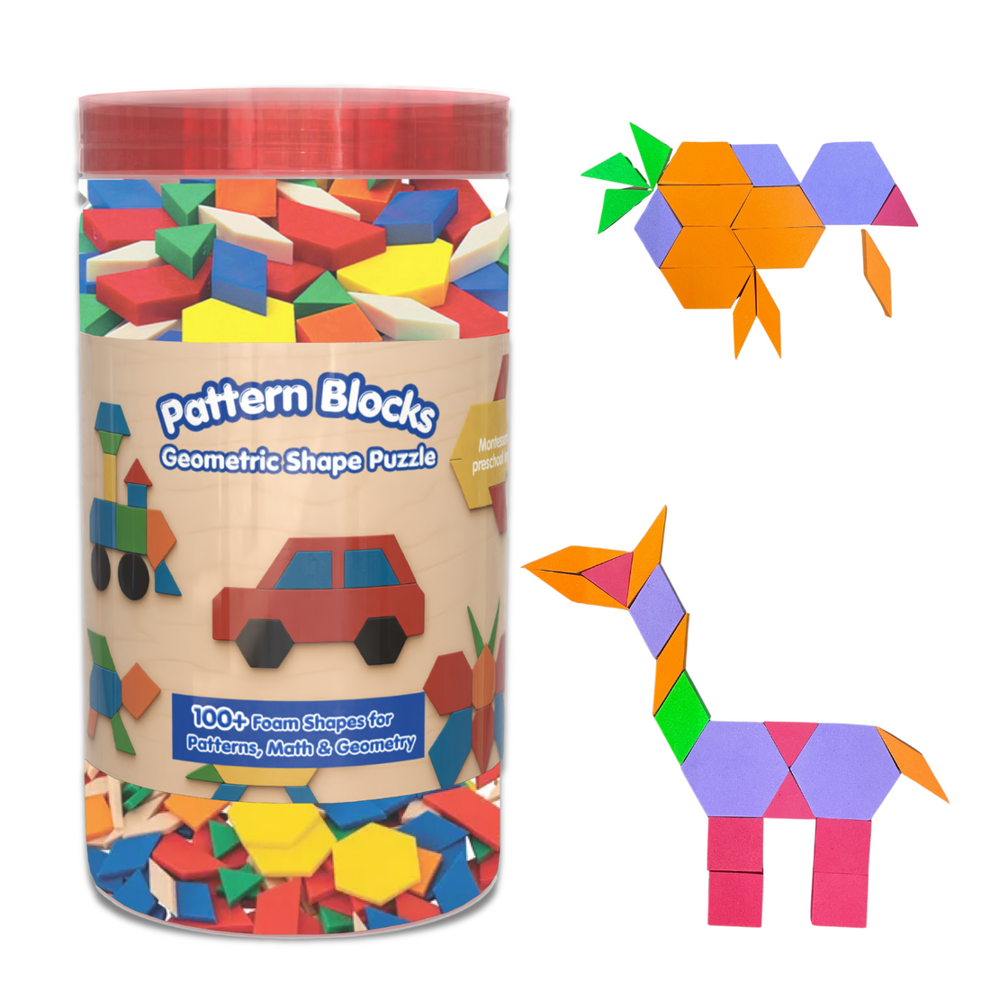 Pattern Blocks Geometric Shapes Puzzles for Toddlers 3 Years old