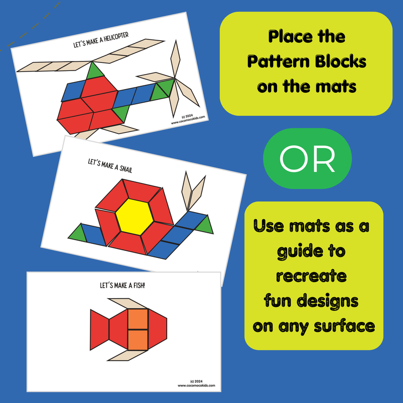 Tangram Pattern Blocks & Activity Mats for Kids (Ages 3+)