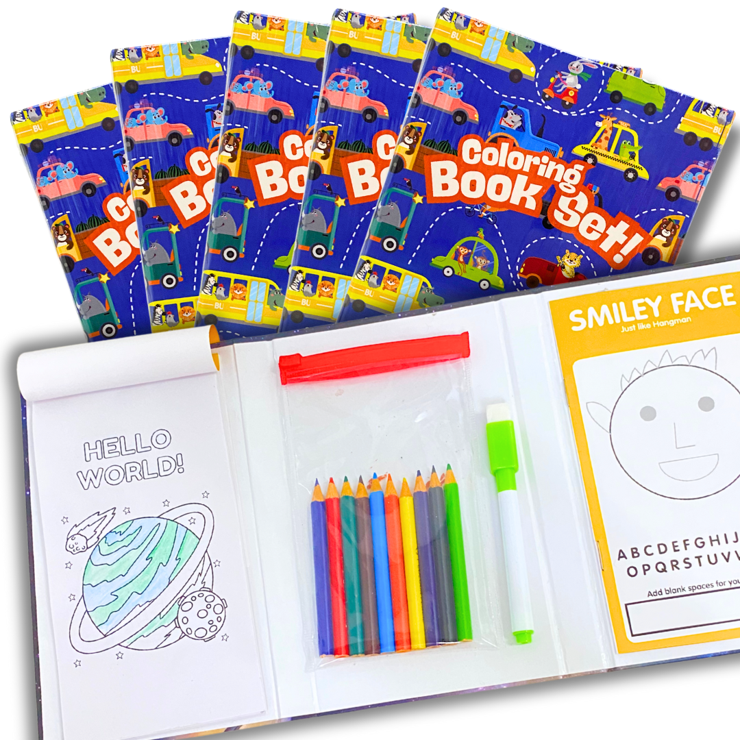 Car Themed Colouring Book Set of 10