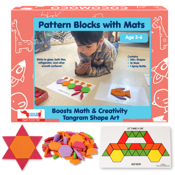 CocoMoco Tangram Shape Art with Pattern Blocks and Mats (Geometric Shape Puzzle)