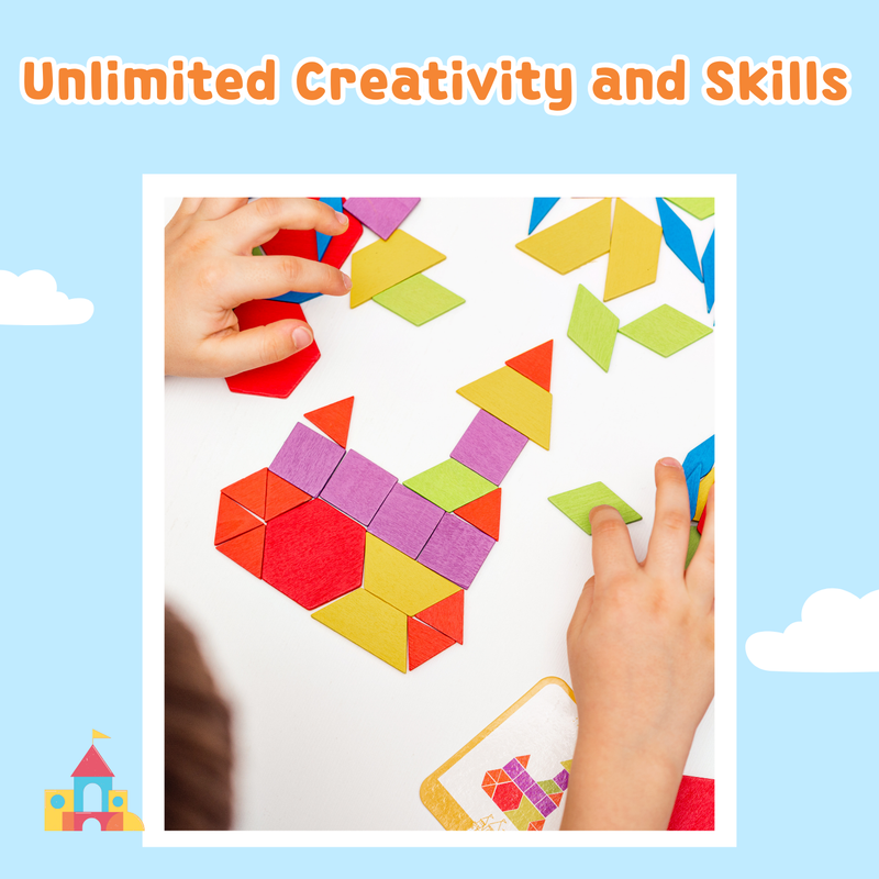 Tangram Pattern Blocks & Activity Mats for Kids (Ages 3+)