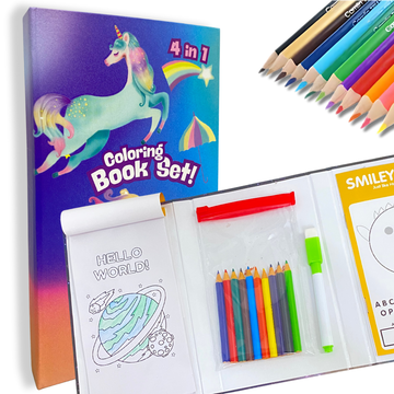 CocoMoco Kids 4 in 1 Unicorn Colouring Book Set