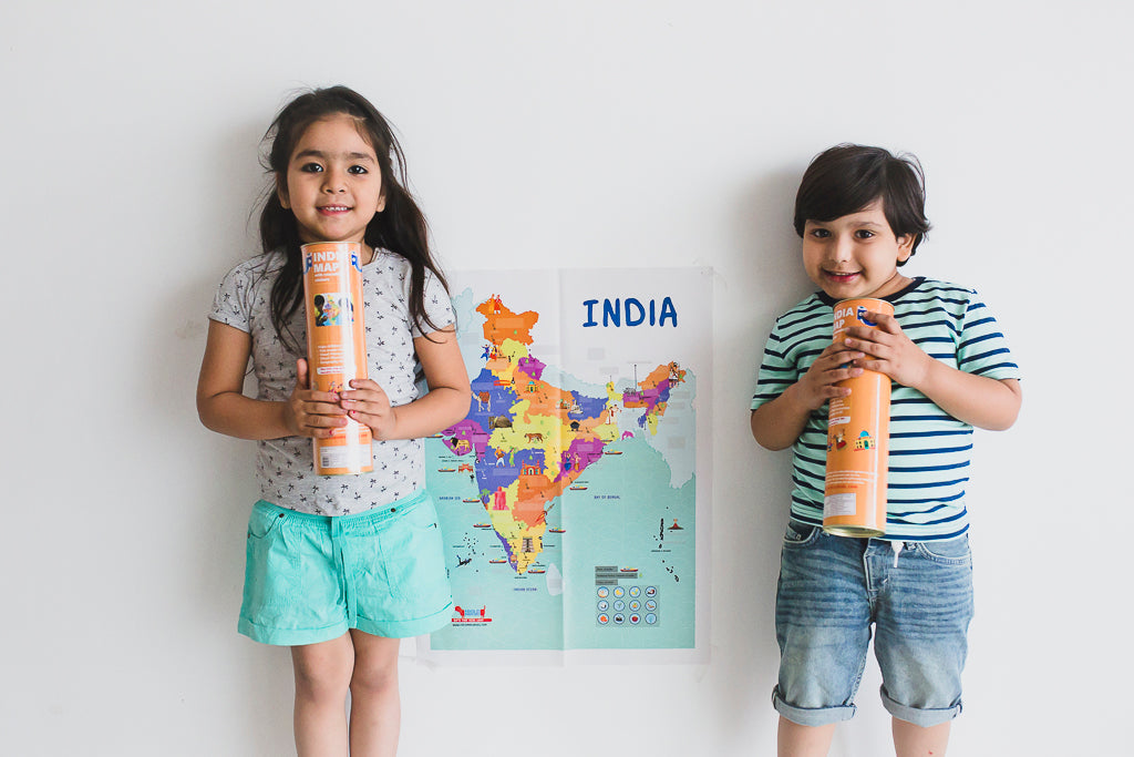 India Map with Reusable Stickers - Set of 5 pcs