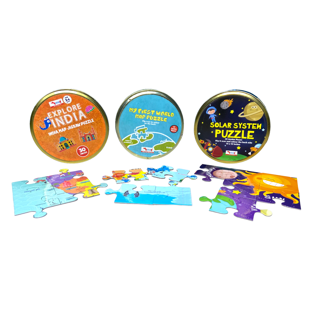 Jigsaw Puzzles for Kids Combo Pack of Three Reversible Puzzles
