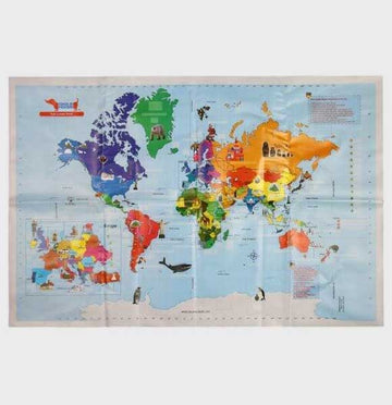 World Map Activity Kit With Reusable Stickers ( Age 4-12)